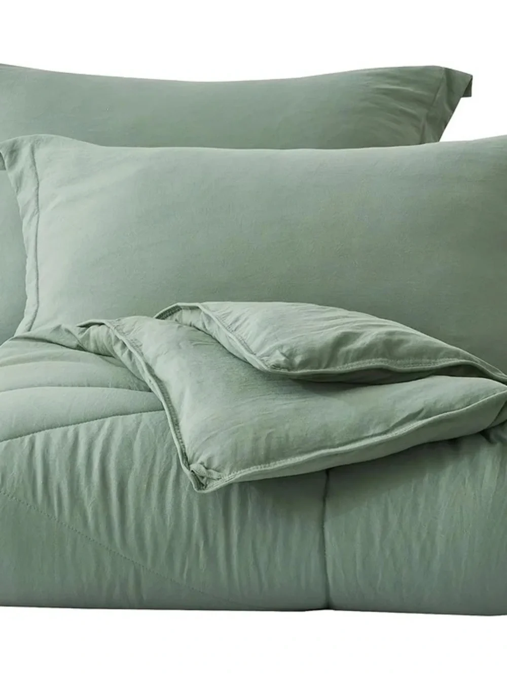 Sage Green Microfiber king 3 piece Comforter Set - Soft All-Season Bedding